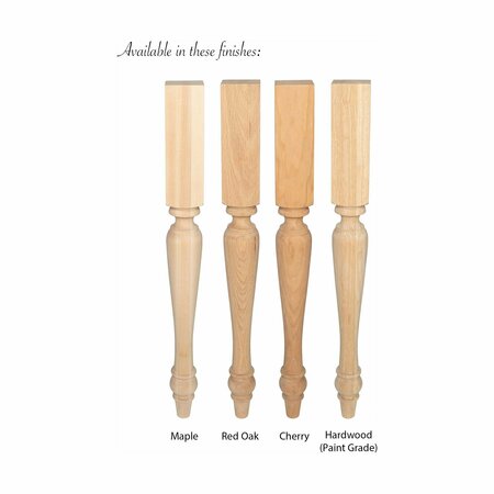 Outwater Architectural Products by 35-1/4in H x 3-1/2in Square Solid Maple Wood Island Leg, 4PK 5APD11909